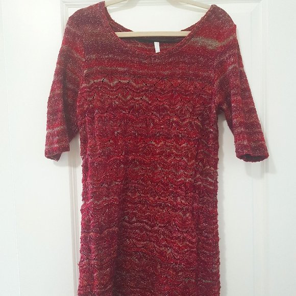 Kensie Burgundy Sweater Dress - Picture 1 of 6